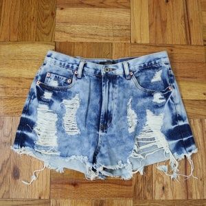 High-Waisted Distressed Shorts